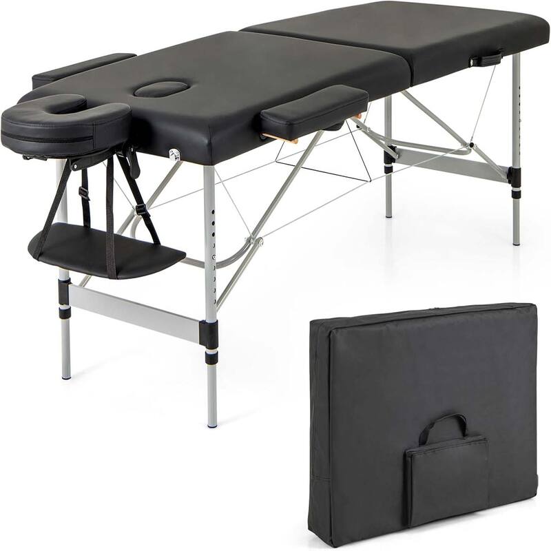 Portable Massage Bed 2 Fold Salon Spa Bed w/ Carrying Bag - Black