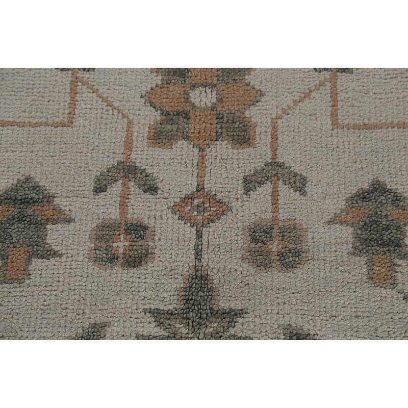 Geometric Heriz Serapi Indian Area Rug Handmade Grey Wool Carpet - 8'11" x 11'10"
