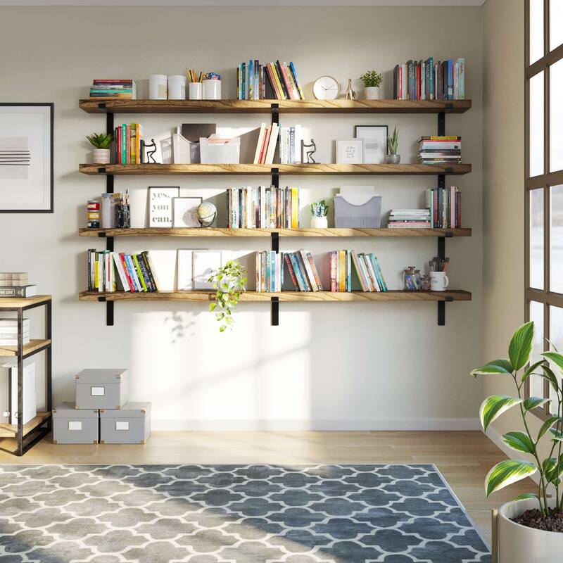 Wallniture Menton 48-60-72-84 inch Long, 9.25" Deep, 1.5" thick Floating Wall Shelf for Wall, Office Decor, Rustic Decor, 1 Pc
