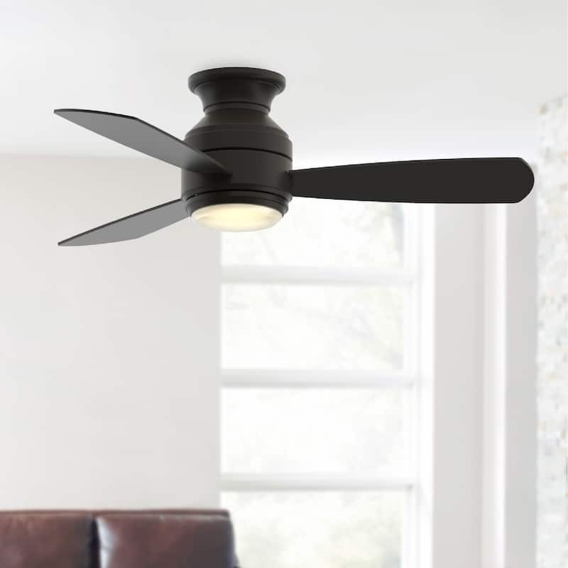 Fanimation Studio Collection Level 44 inch Aged Bronze Ceiling Fan with LED Light and Wall Control