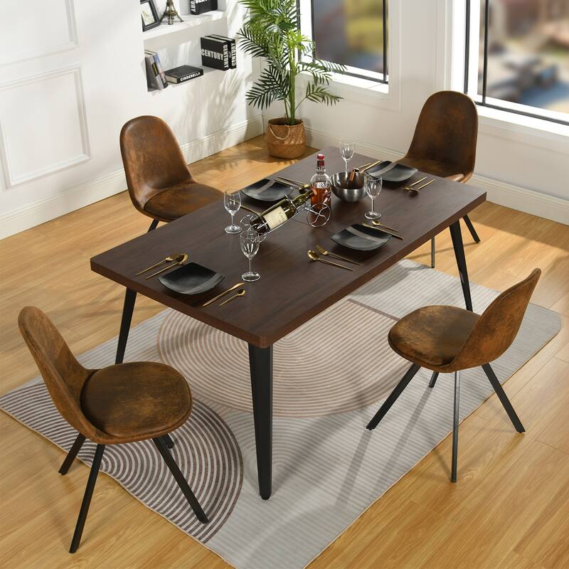 HomyLin Dining Set for 4 with Upholster Chairs, Kitchen Table with 4 Chairs - Brown