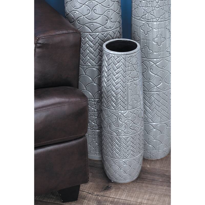 Ceramic Vase with Varying Patterns - Gray - Roche River Decor