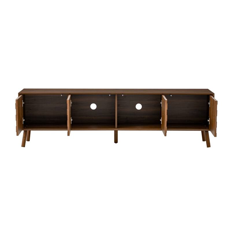 Modern 70" TV Stand for TVs up to 80", Entertainment Center Media Console Table with Solid Wood Legs