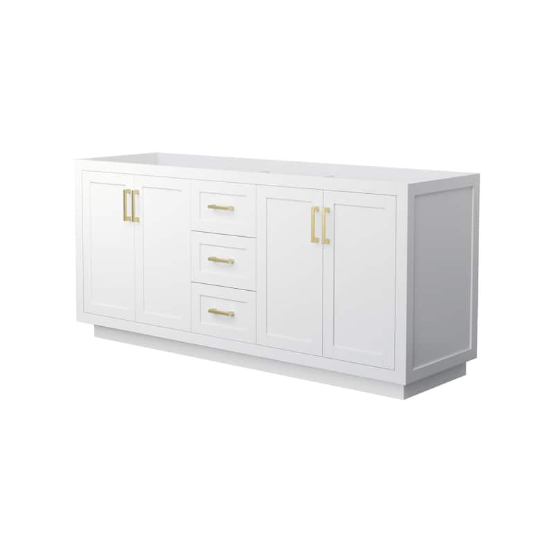 Wyndham Collection Miranda 71" Double Free Standing Vanity Cabinet - White / Brushed Gold Hardware