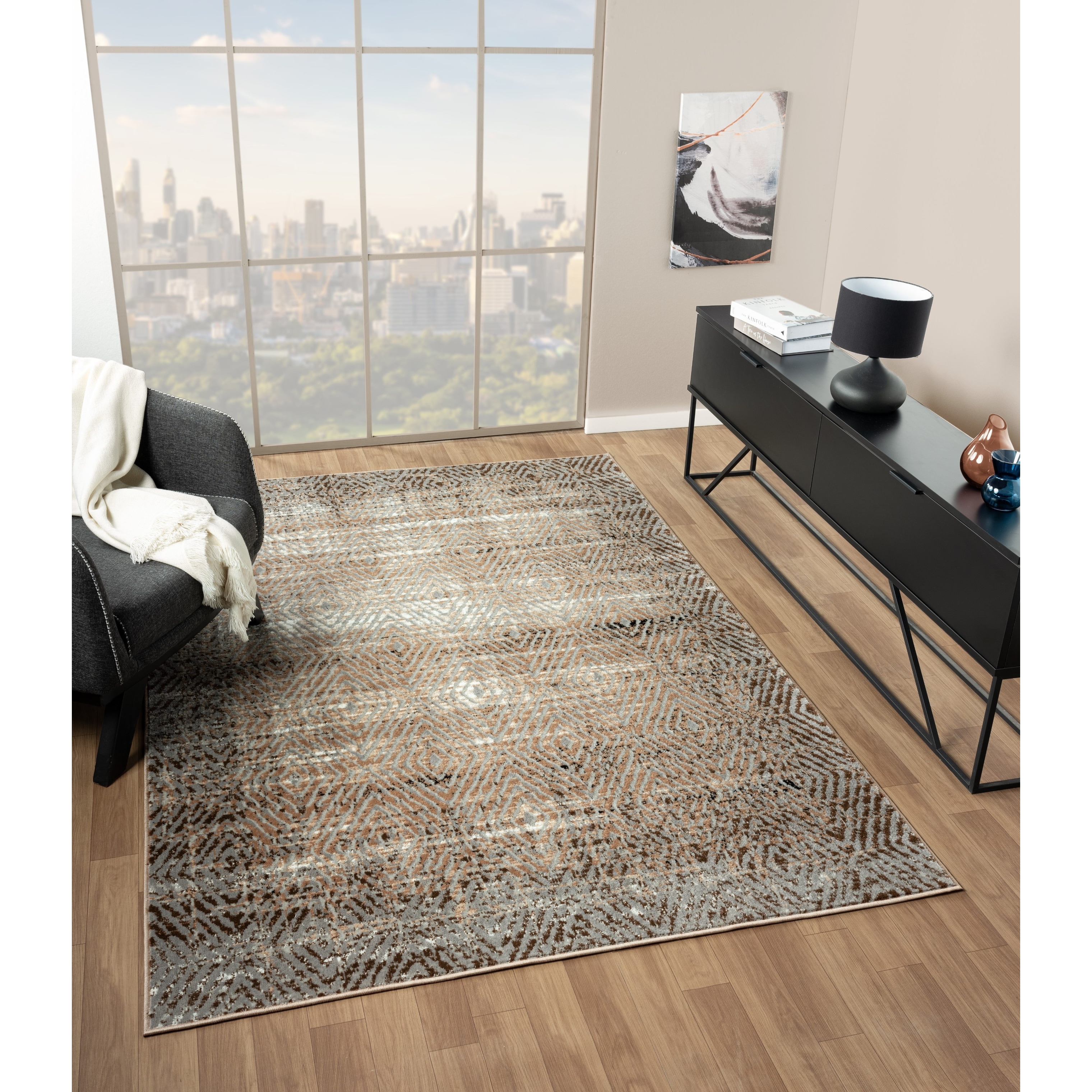 MDA Rugs Kimberly Collection Brown Abstract Area Rug