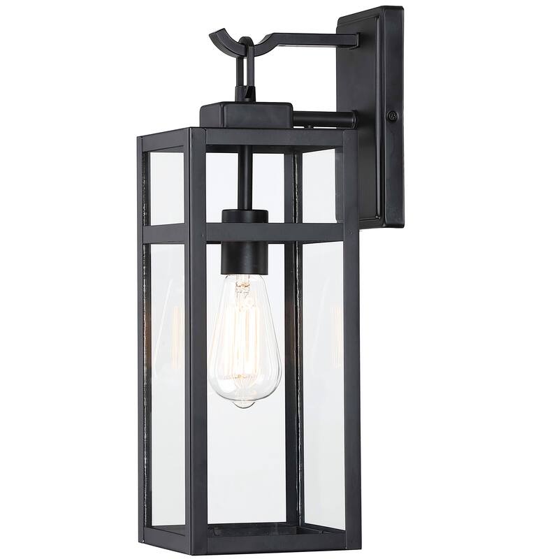Matte Black Dusk to Dawn Outdoor Wall Light with Clear Glass Shade