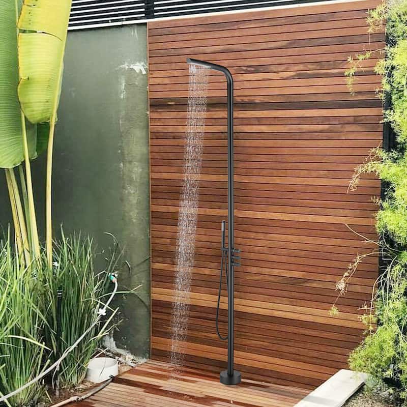 Rbrohant Freestanding Stainless Steel + Brass Outdoor Shower