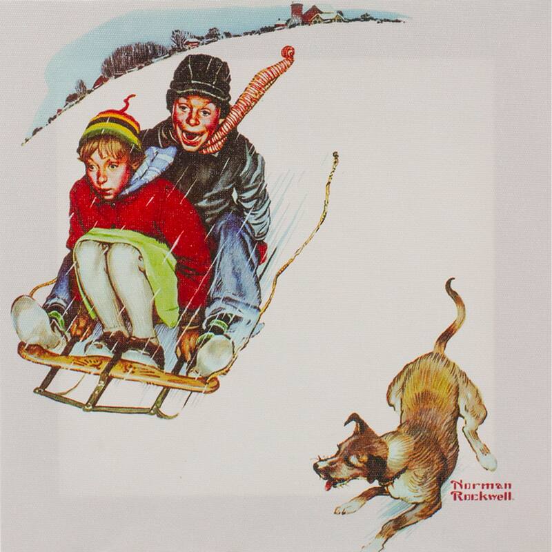 8" x 8" Norman Rockwell Classic Christmas Scene Canvas Prints Set of 4