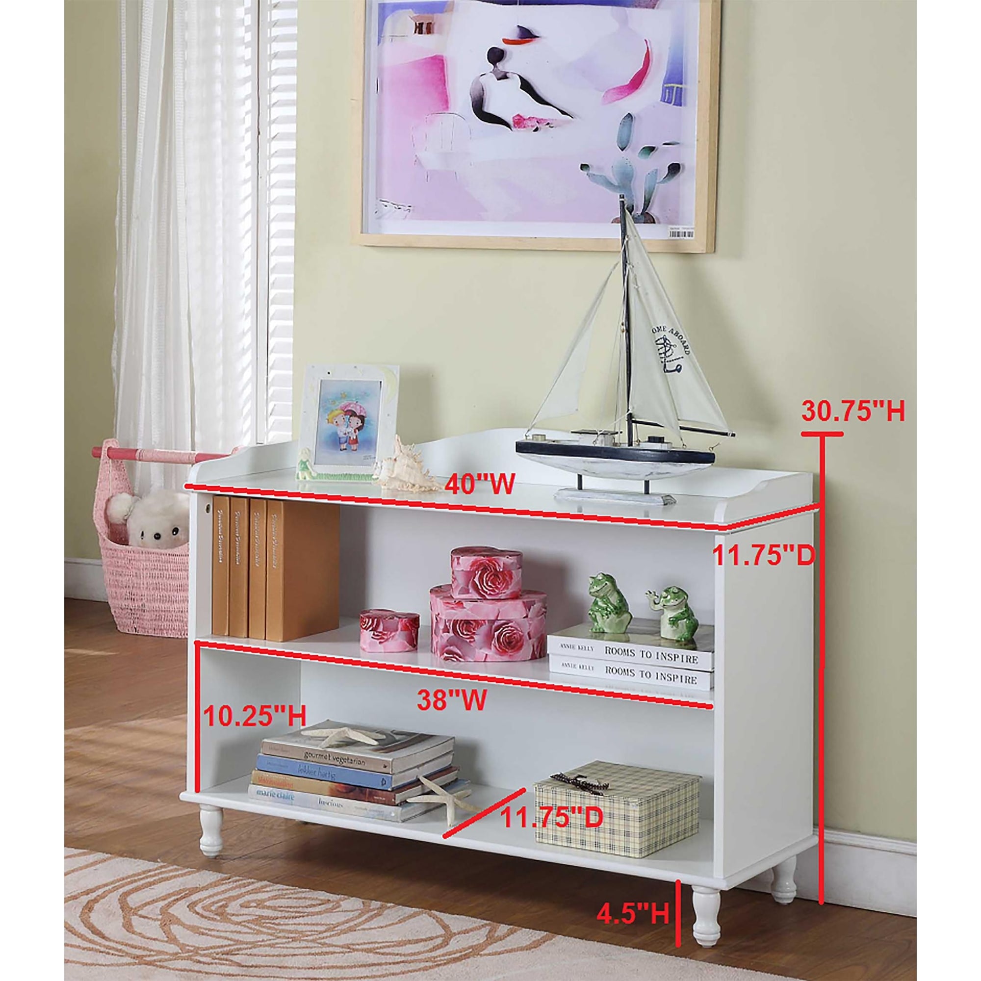 small white childrens bookcase