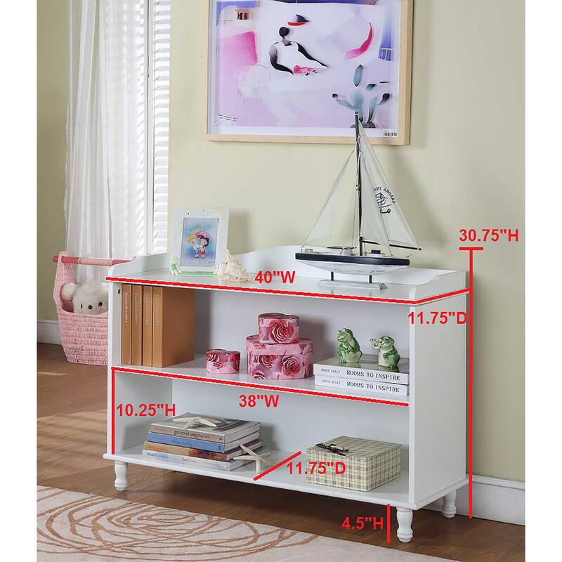 Children's 2-shelf White Bookcase.