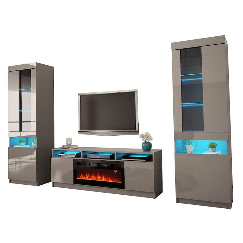 Reno 05 Electric Fireplace Modern Wall Unit Entertainment Center