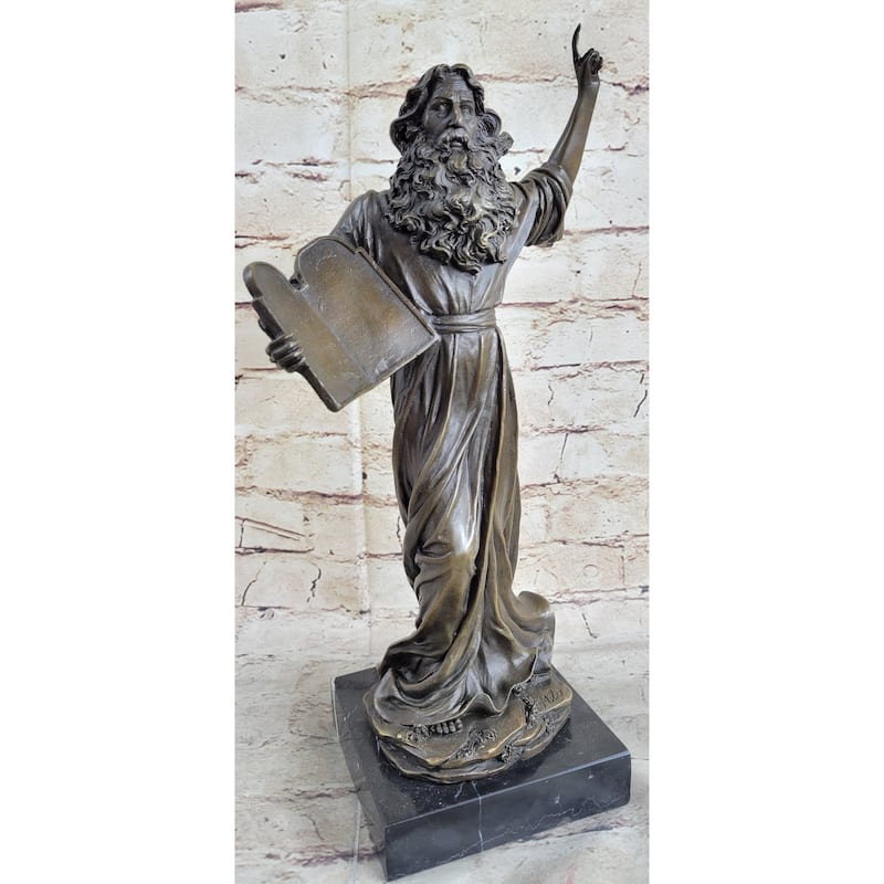 Hot Cast Bronze Sculpture Biblical Moses Ten Commandment Home Decoration Gift
