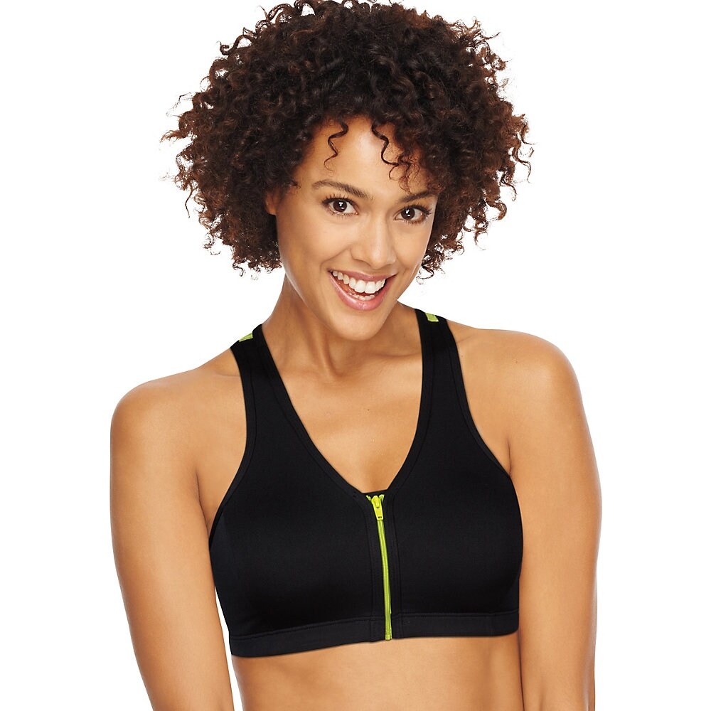 hanes zip front sports bra