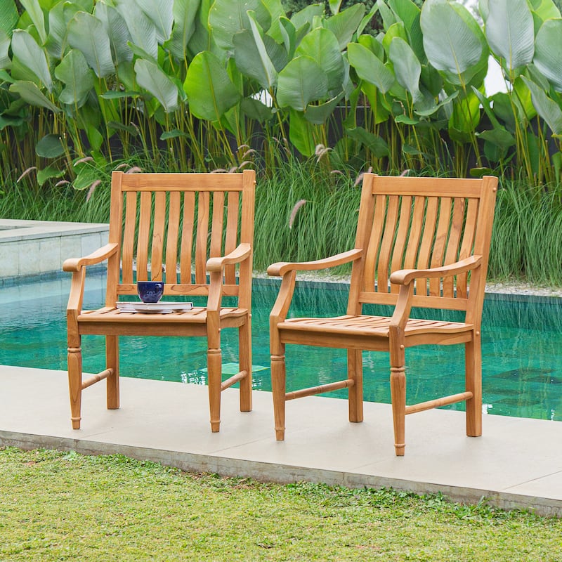 Cambridge Casual Ventura Teak Outdoor Dining Chairs Set of 2 - Natural Teak