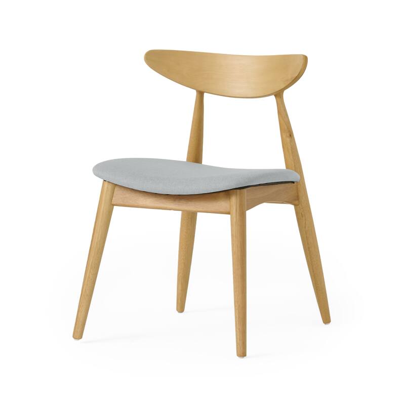 Set of 2 Retro Rubberwood Chairs with Ergonomic Back & Plush Cushions