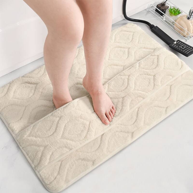 Quick Dry Bath Mat, Non Slip Absorbent Rug for Shower Floor, Bathroom Decor - White - 24" x 36"