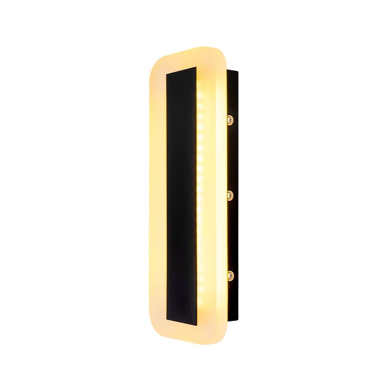 Modern Black Linear Rectangular Strip Exterior Sconce Integrated LED Waterproof IP65 Outdoor Wall Light