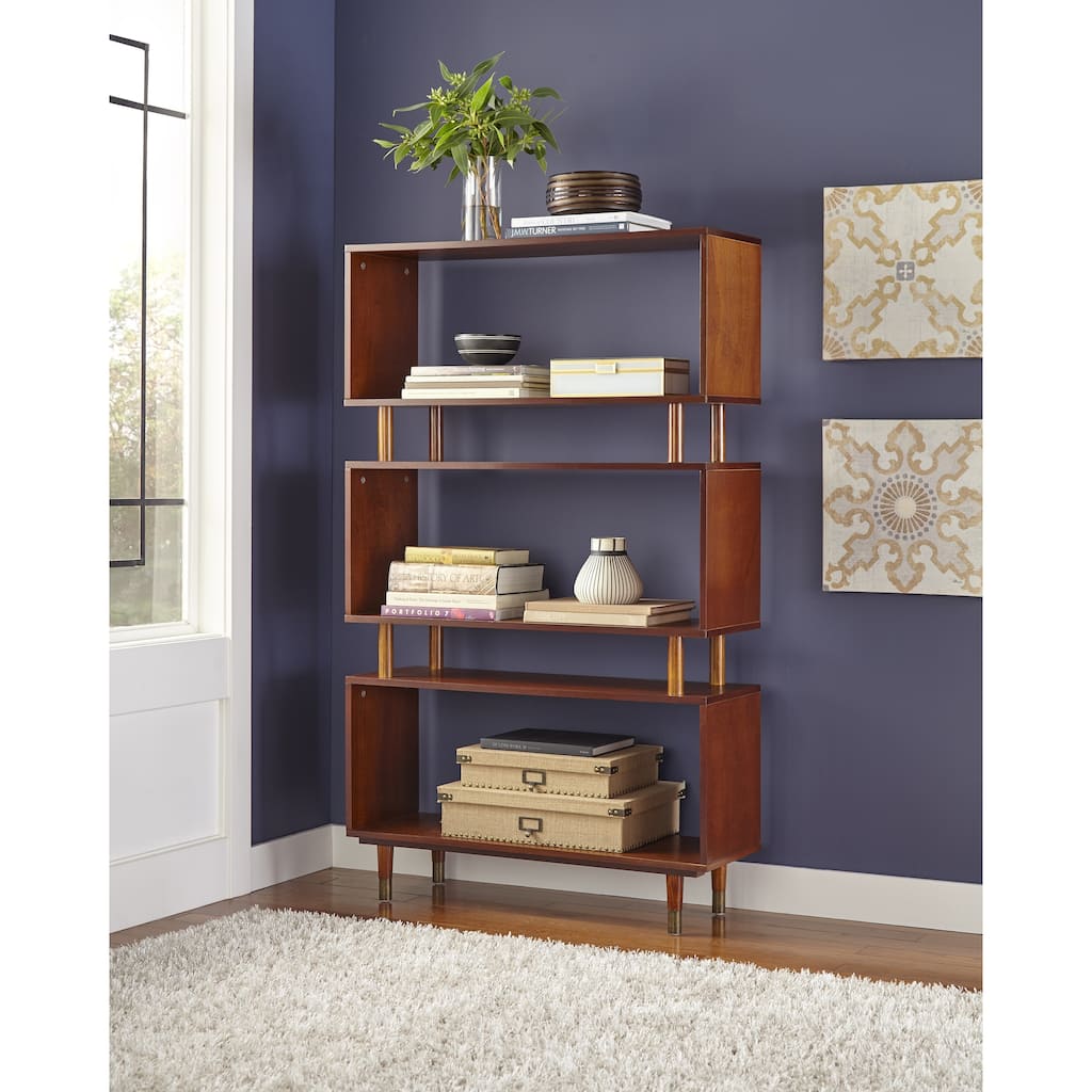 Simple Living Margo Mid-Century Modern 3-tier Bookshelf - 59.5"h x 36"w x 11.8"d