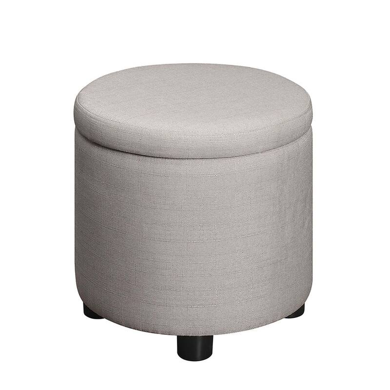 Convenience Concepts Designs4Comfort Round Accent Storage Ottoman with Reversible Tray Lid