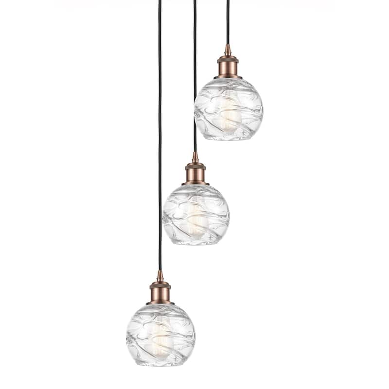 Innovations Lighting 113B-3P-18-13 Athens Pendant Athens 3 Light 13" - Antique Copper / Clear Deco Swirl