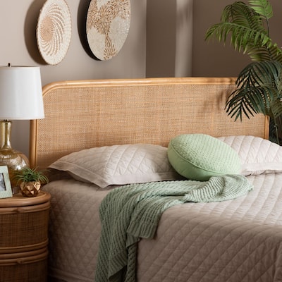 Agota Natural Rattan Standalone Headboard - Handwoven Wicker Panel and Rattan Frame, Coastal Boho Style for Bedroom, Queen