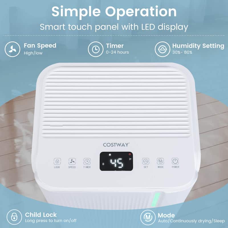 Costway 32 Pints Dehumidifier for Home 2000 Sq.Ft Portable - See Details