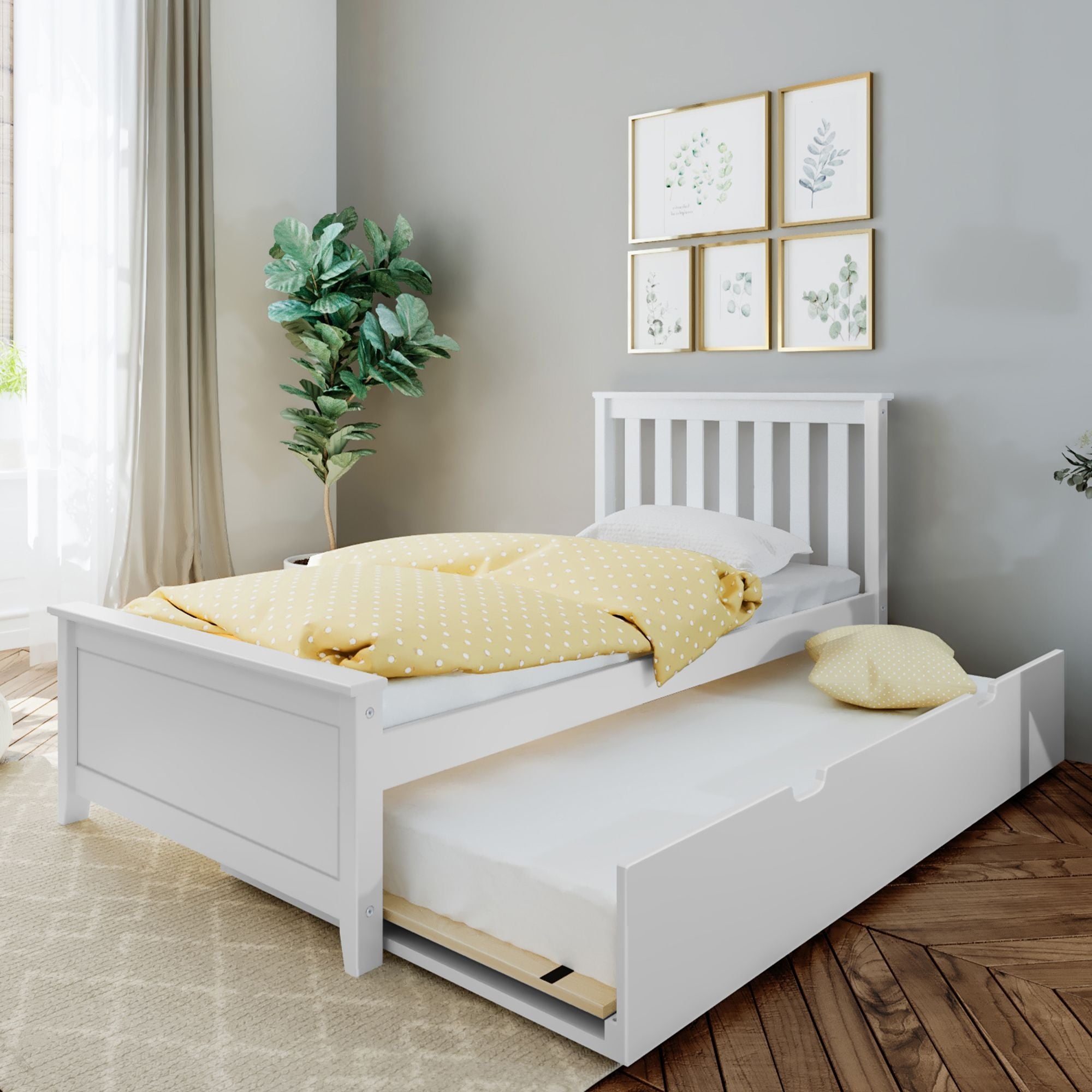 Max & Lily Twin Platform Bed with Trundle and Slat Headboard