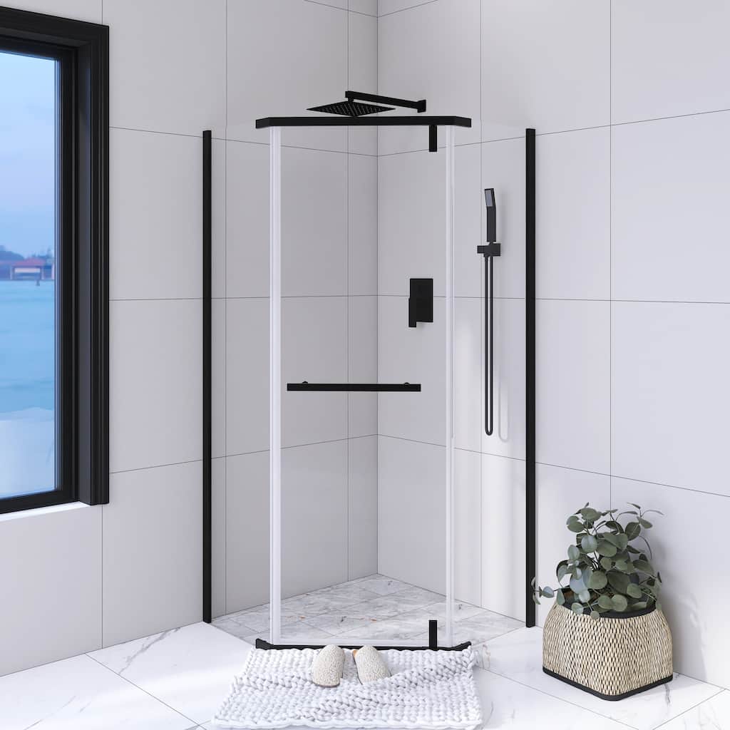 36'' x 72'' Neo-angle Pivot Semi-Frameless Corner Shower Enclosure