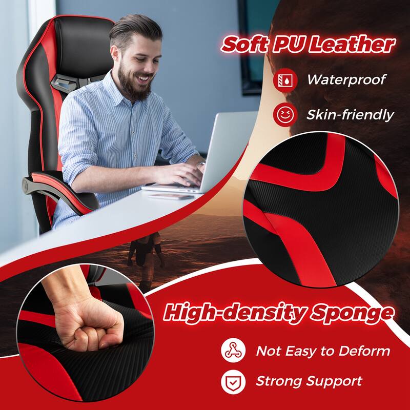 Costway Adjustable E-Sports Racing Style Chair with Padded Headrest, - See Details