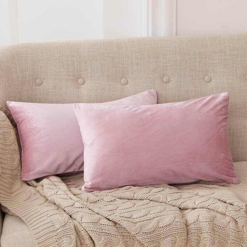 Deconovo Velvet Soft Throw Pillow Covers 2 PCS (Cover Only) - 12*20 - Sakura