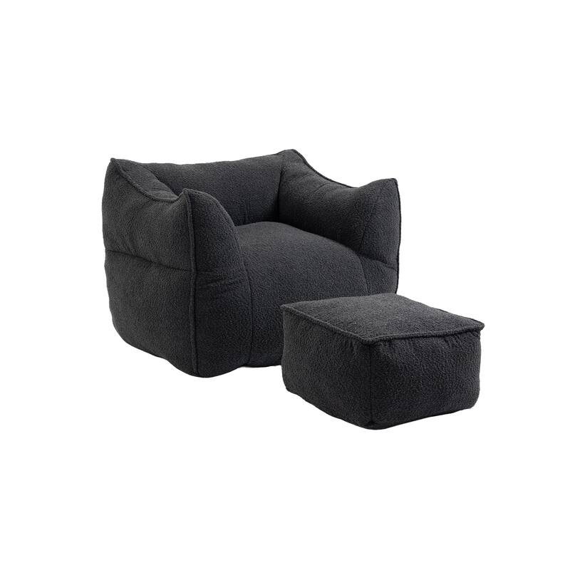 Bean Bag for Adults Chair Lazy Sofa Boucle Single Gaming Sofa Chair Accent Floor Soft Lounge Chair Leisure Chair with Ottoman