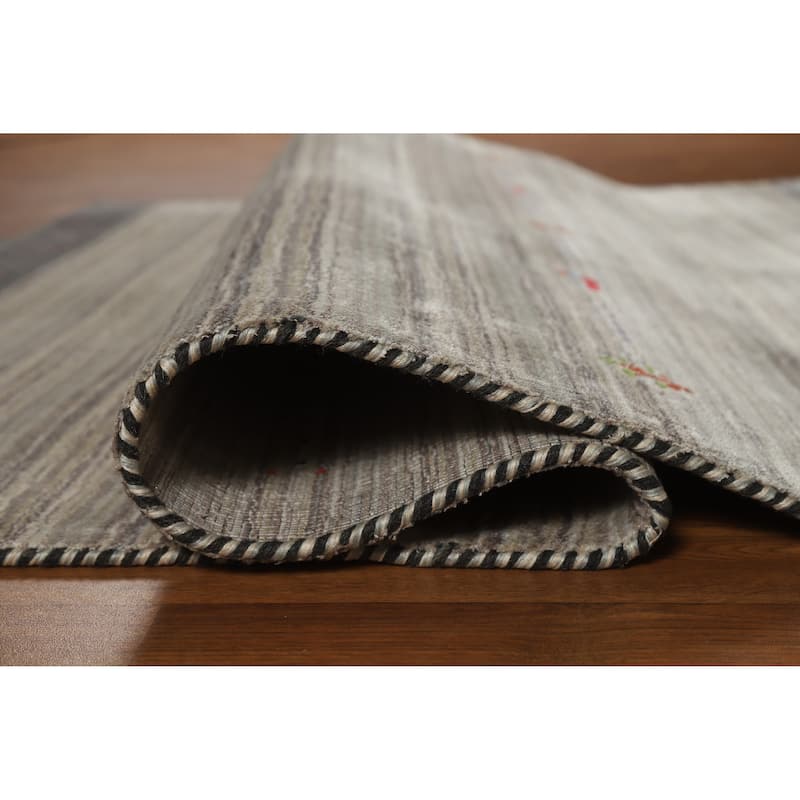 Tribal Animals Gabbeh Indian Rug Hand-Knotted Wool Carpet - 4'0" x 5'10"