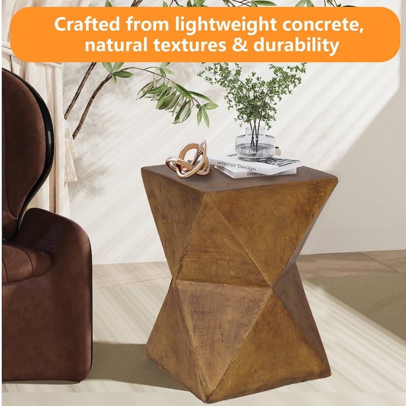 Large Lightweight Concrete Accent Sofa Side End Table Outdoor Indoor - N/A