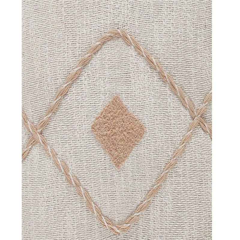 20" Tan and White Geometric Diamond Square Throw Pillow
