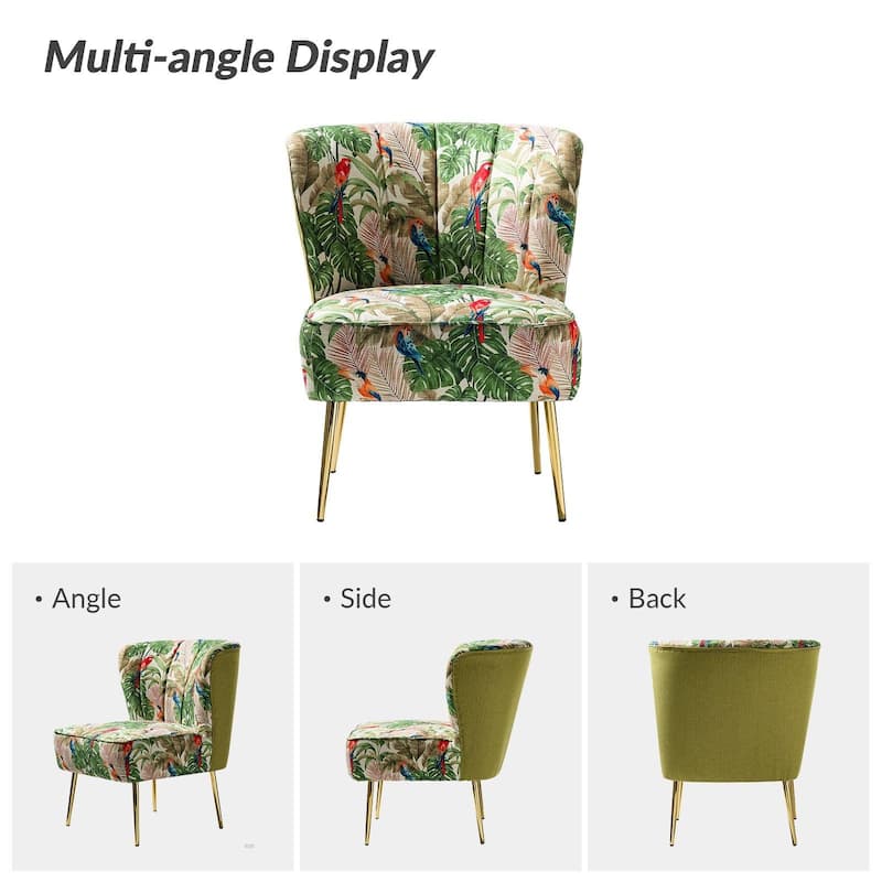 Almira Contemporary Upholstered Armless Side Chair with Tufted Back Set of 2 by HULALA HOME