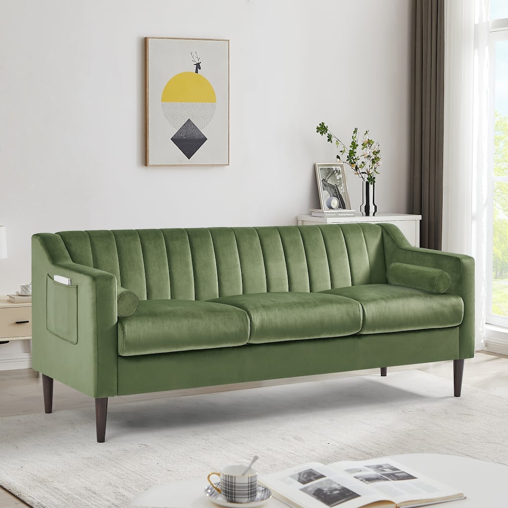 Chesterfield sofa couch,Upholstered sofa with Velvet Fabric and Wooden Frame for Living Room/Bed Room/Office Green