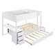 preview thumbnail 5 of 7, Full-Over-Full Bunk Bed With Twin Size Trundle, Children Bunk Bed With Storage And Desk And Outlets With Usb