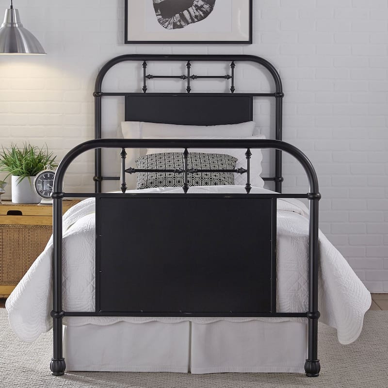 Vintage Series Distressed Metal Twin Metal Bed - Black