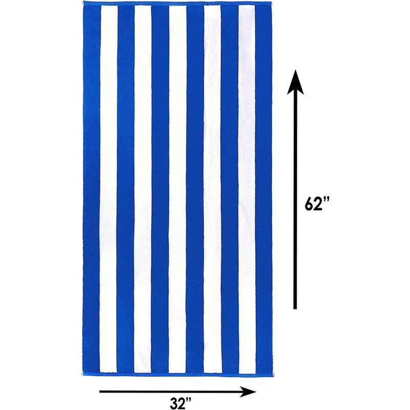 3 Piece Set Cabana Stripe, Two Beach Towel Set 32 x 62 Plus a Striped Beach Bag