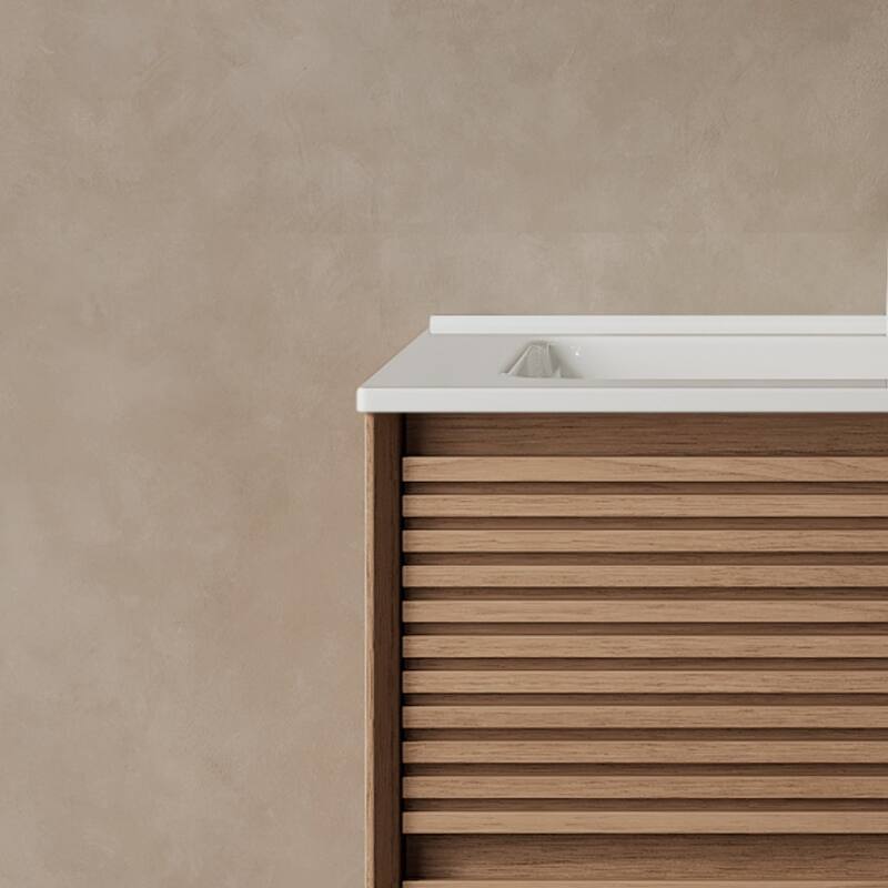 Wall-Mounted Bathroom Vanity Set with Integrated Ceramic Sink