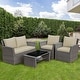 preview thumbnail 4 of 21, Costway 4PCS Patio Rattan Furniture Set Sofa Table Storage Shelf
