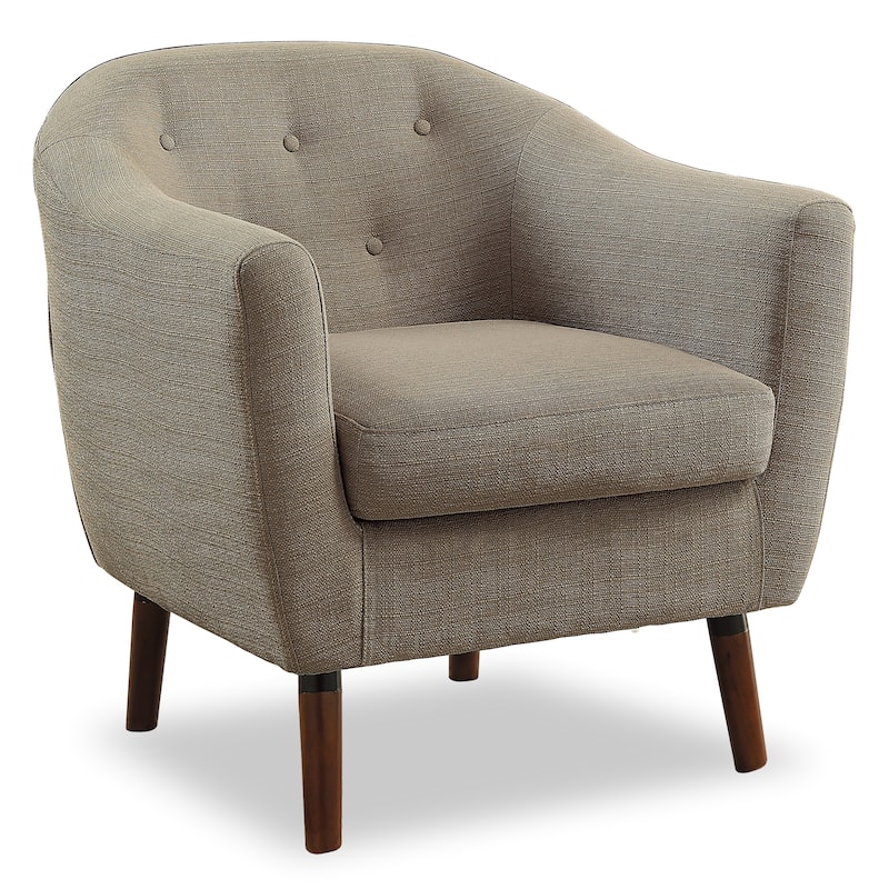 Retro Style Fabric Accent Chair with Cherry Finished Legs
