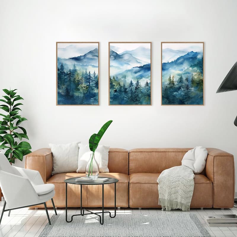 Natural Landscape Wall Decor, Green Pines Trees Wall Painting