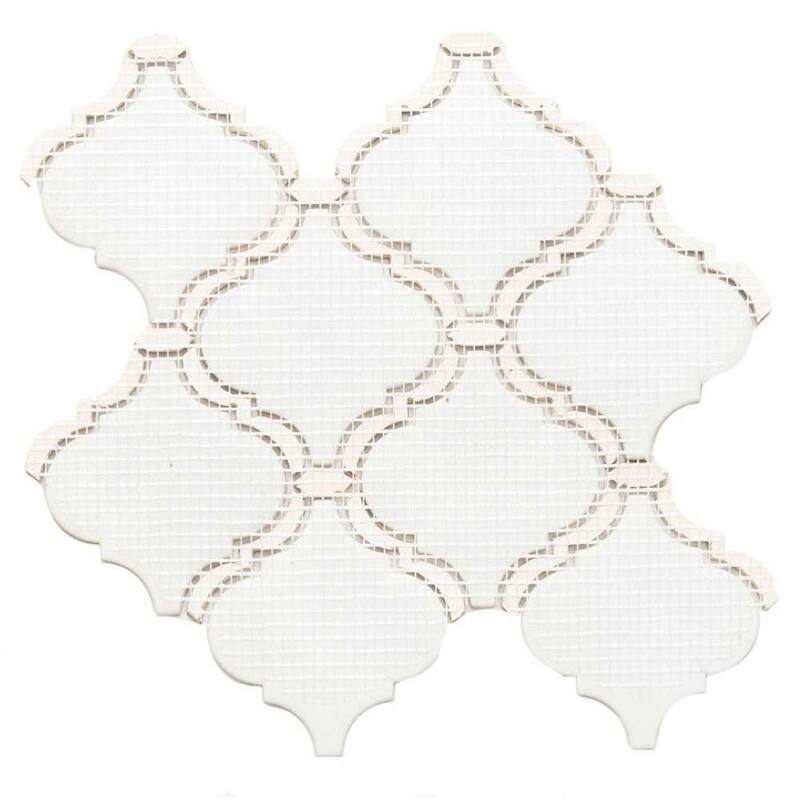 Tahitian Pearl 14in x 14.5in Glass Mosaic Backsplash Wall Tile
