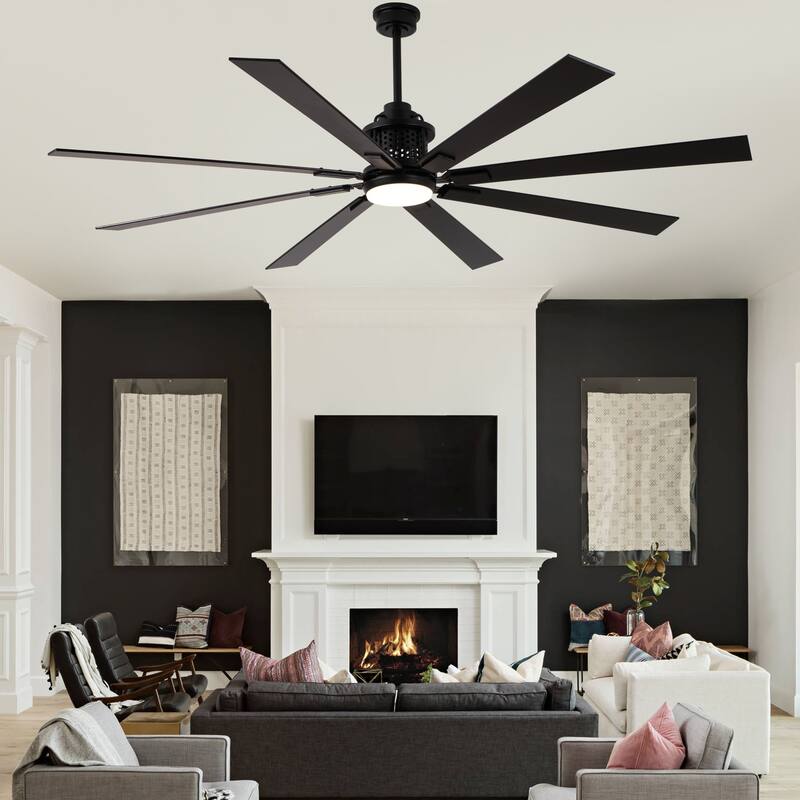 Bella Depot 72" Black Industrial Ceiling Fan with Light and Remote