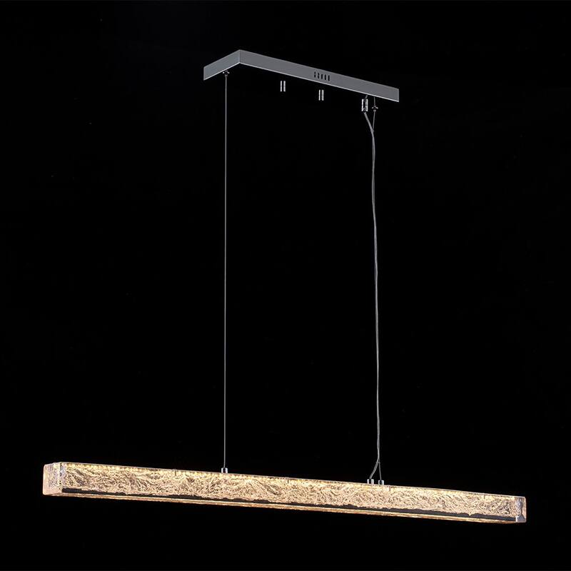 Contemporary Dimmable LED Crystal Style Resin Linear Island Pendant