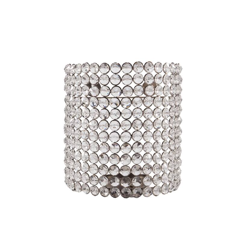 8" Clear And Silver Bejeweled Crystal Wall Sconce Candle Holder