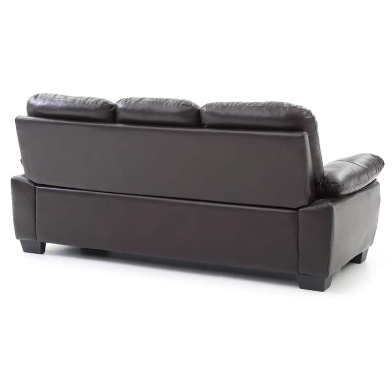 Flared Arm Faux Leather Straight Sofa - 78" - Dark Brown