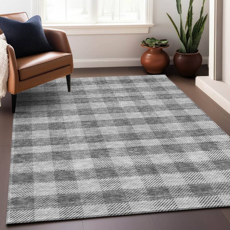 Premium Washable Super Soft Plaid Mayfield Rug - Gray - 5' x 7'6"
