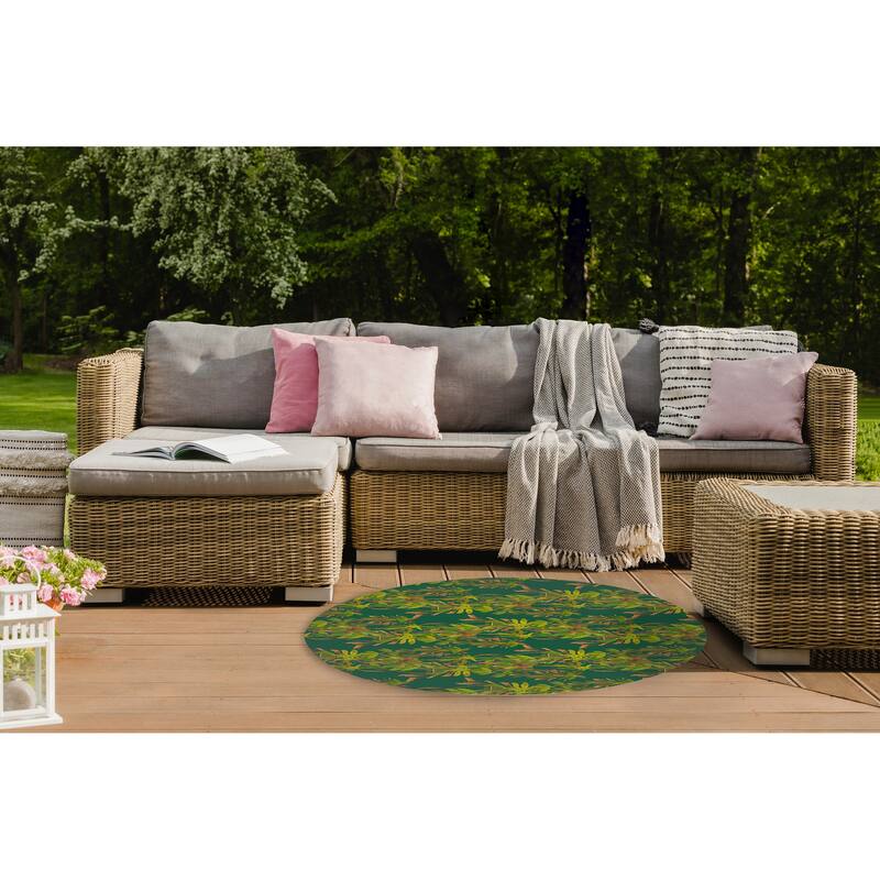 RHODODENDRON DARK GREEN Outdoor Rug By Becky Bailey Bed Bath & Beyond